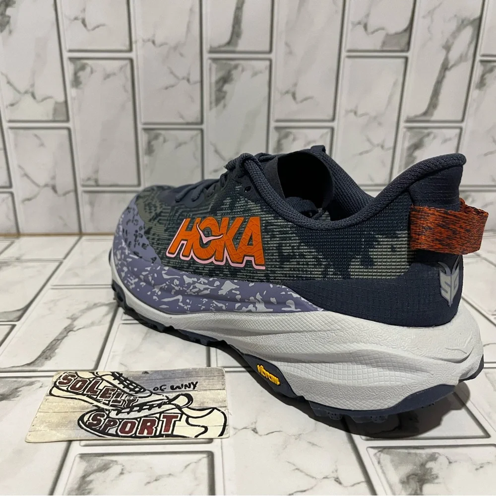 New Hoka One One Speedgoat 6 Hiking Trail Running Shoes Purple Blue Grey Womens